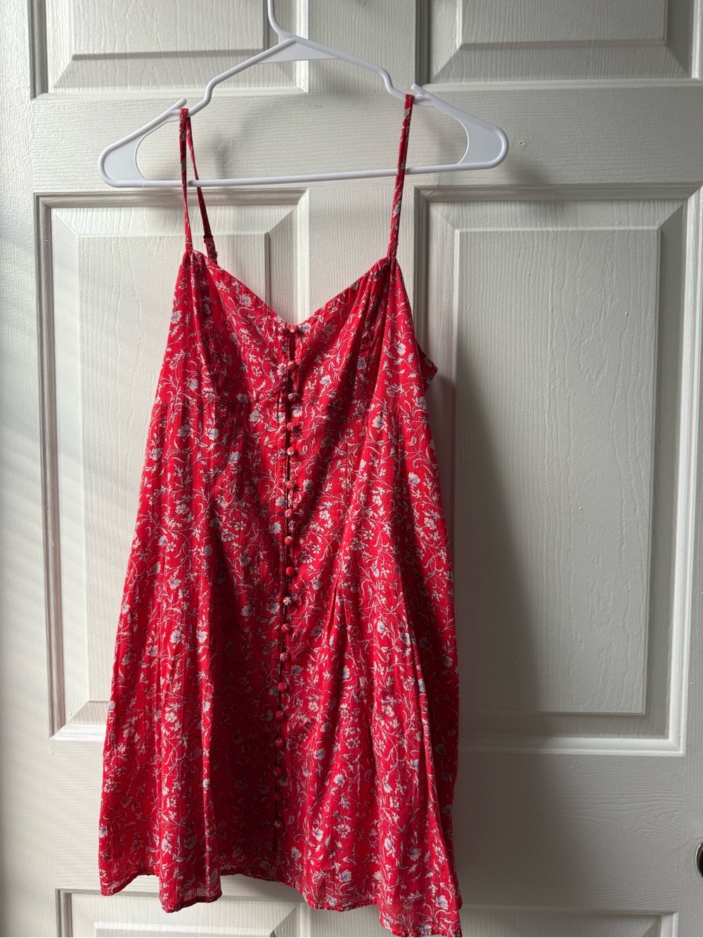 American Eagle, red and white floral mini dress in size small